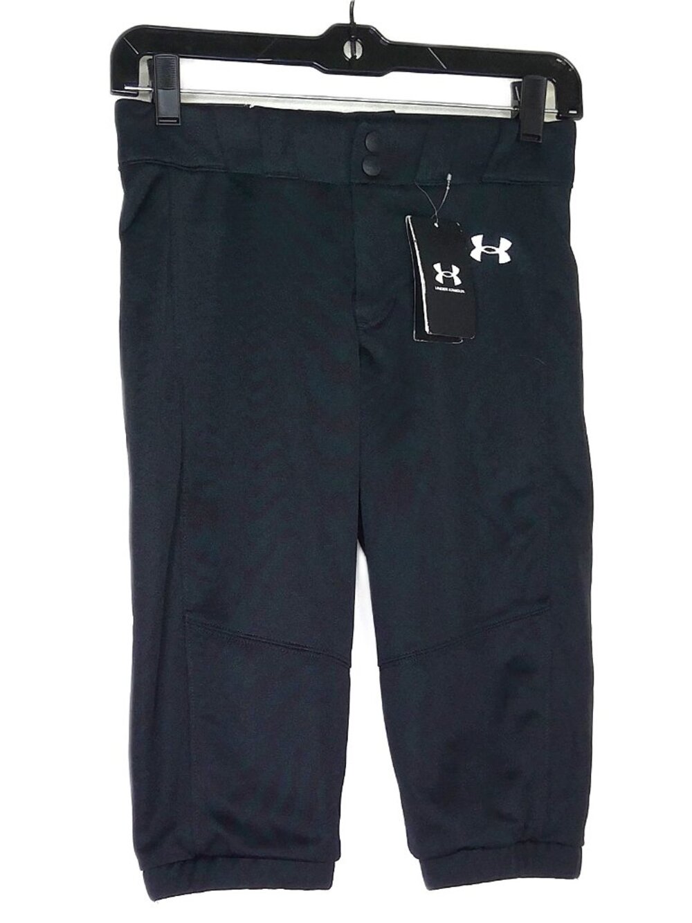 NWT Under Armour Girls Utility Softball Pants Black Cropped Stretch Sz Youth M